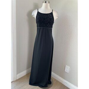 Vintage Y2K Byer Too! Womens Large Black Babydoll Maxi Dress Sleeveless